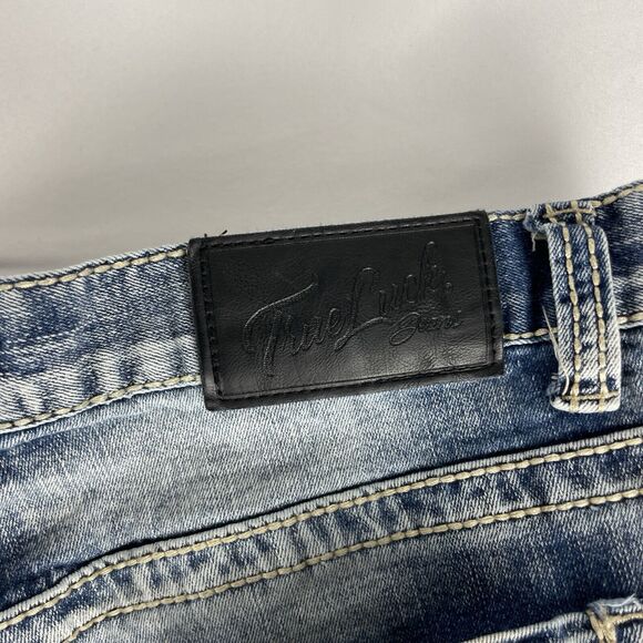 True Luck Mens Classic Straight Jeans 34x30 Light Wash - Picture 5 of 8